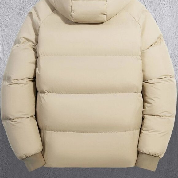 Khaki Mens Zipper Puffer Coat - Picture 4 of 7